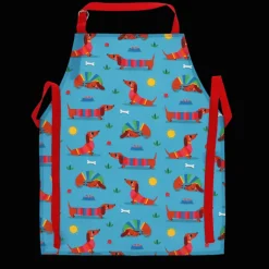 Wipeable cotton children's apron - Sunny Sausage Dog