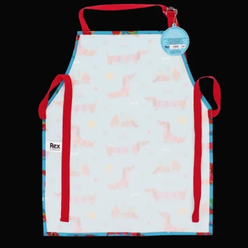 Wipeable cotton children's apron - Sunny Sausage Dog
