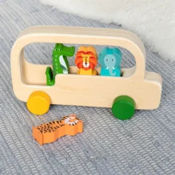 Wooden bus toy - Colourful Creatures