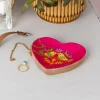 Wooden heart-shaped trinket dish - Birds