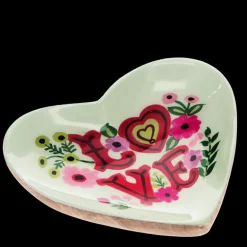 Wooden heart-shaped trinket dish - Love