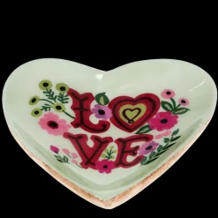 Wooden heart-shaped trinket dish - Love