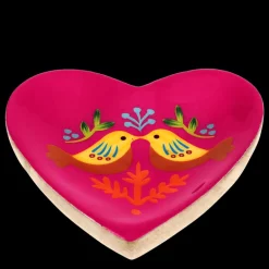 Wooden heart-shaped trinket dish - Birds