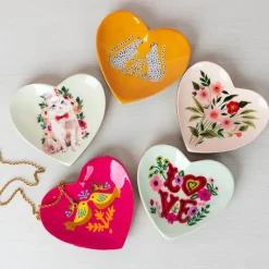 Wooden heart-shaped trinket dish - Leopards