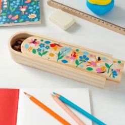 Wooden pencil case - Fairies in the Garden