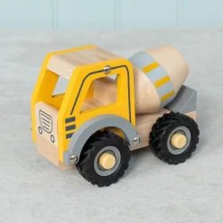 Wooden push along vehicle toy - Cement mixer (yellow)