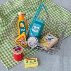 Wooden shopping playset with basket