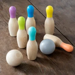 Wooden skittles set