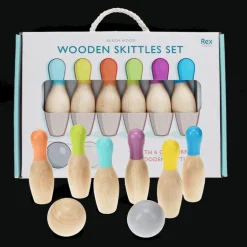 Wooden skittles set