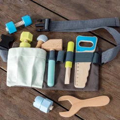 Wooden tools and tool belt playset