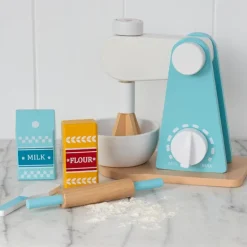 Wooden toy food mixer playset