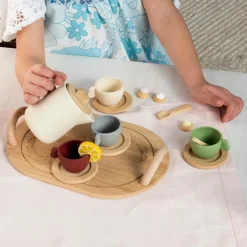 Wooden toy tea playset