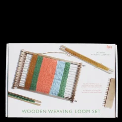 Wooden weaving loom set