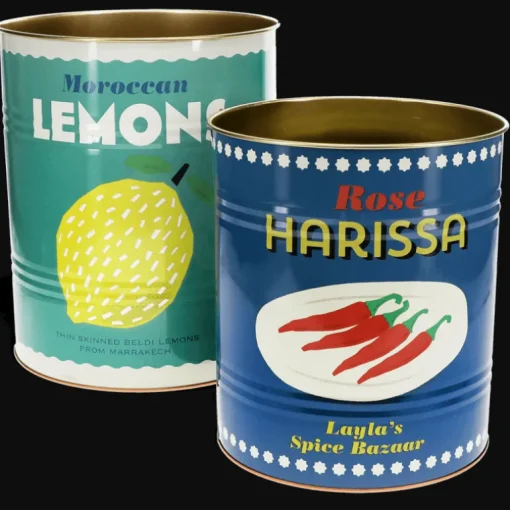 XL storage tins (set of 2) - Lemons and Harissa